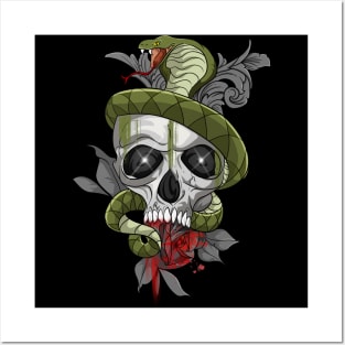 Floral Skull with Snake Posters and Art